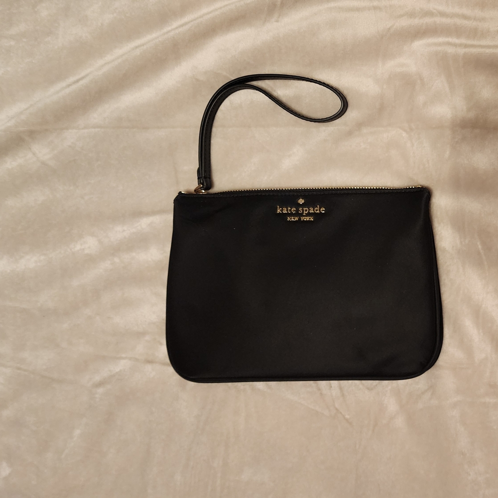 kate spade Black Clutch Wristlet with Textured Fabric